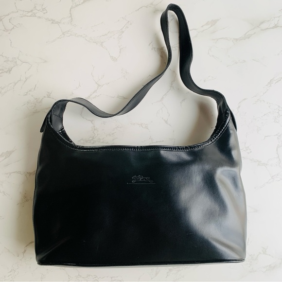 Longchamp Handbags - Longchamp Black Leather Zipper Simple Hand Bag Purse
